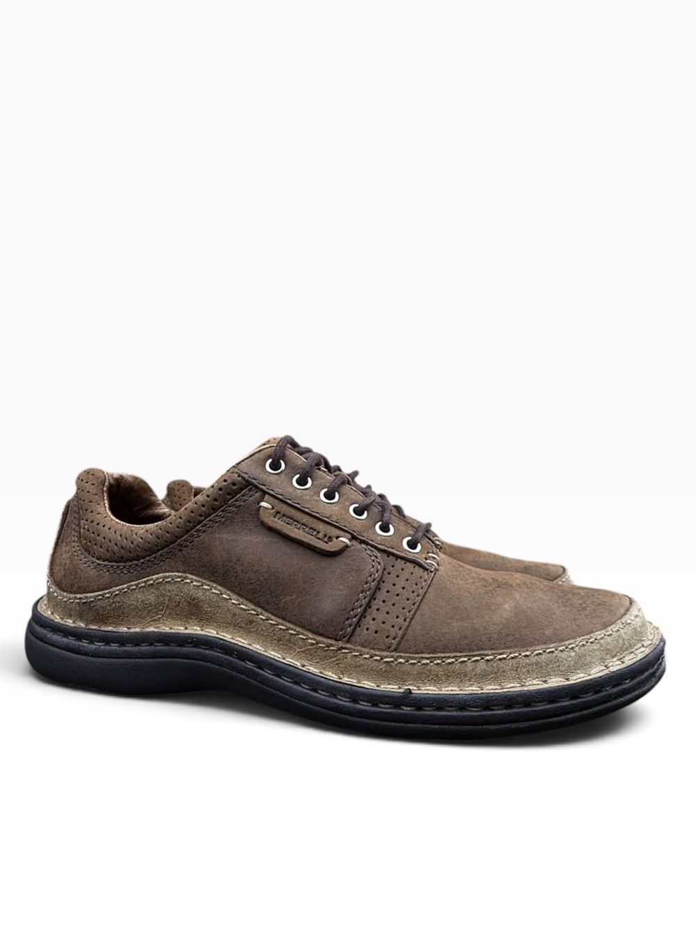 Merrell Men's Sojourn Psychic Peat Moss Brown Leather Lace Up Oxfords Size 8